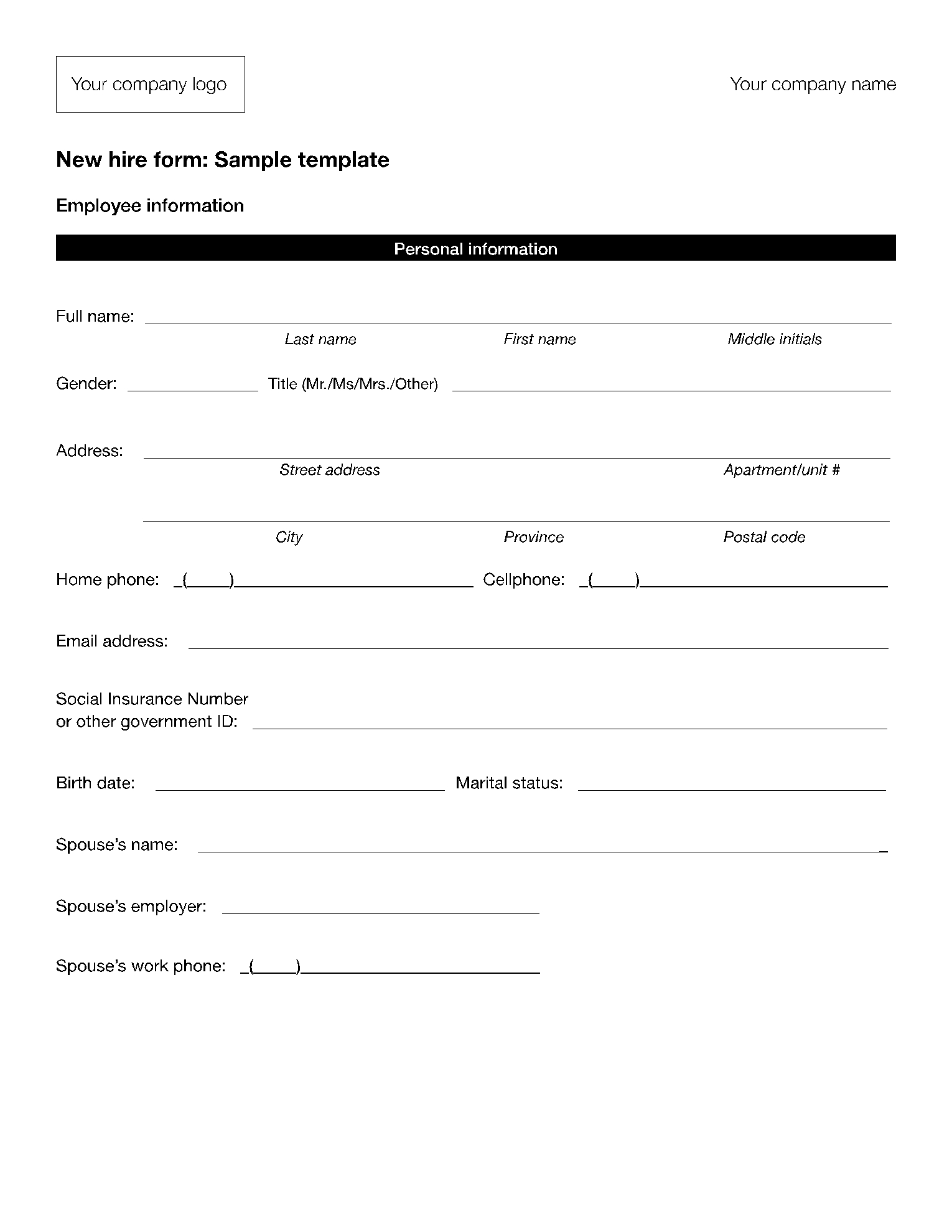 10 Free Employee Forms 2021 PDF CocoSign
