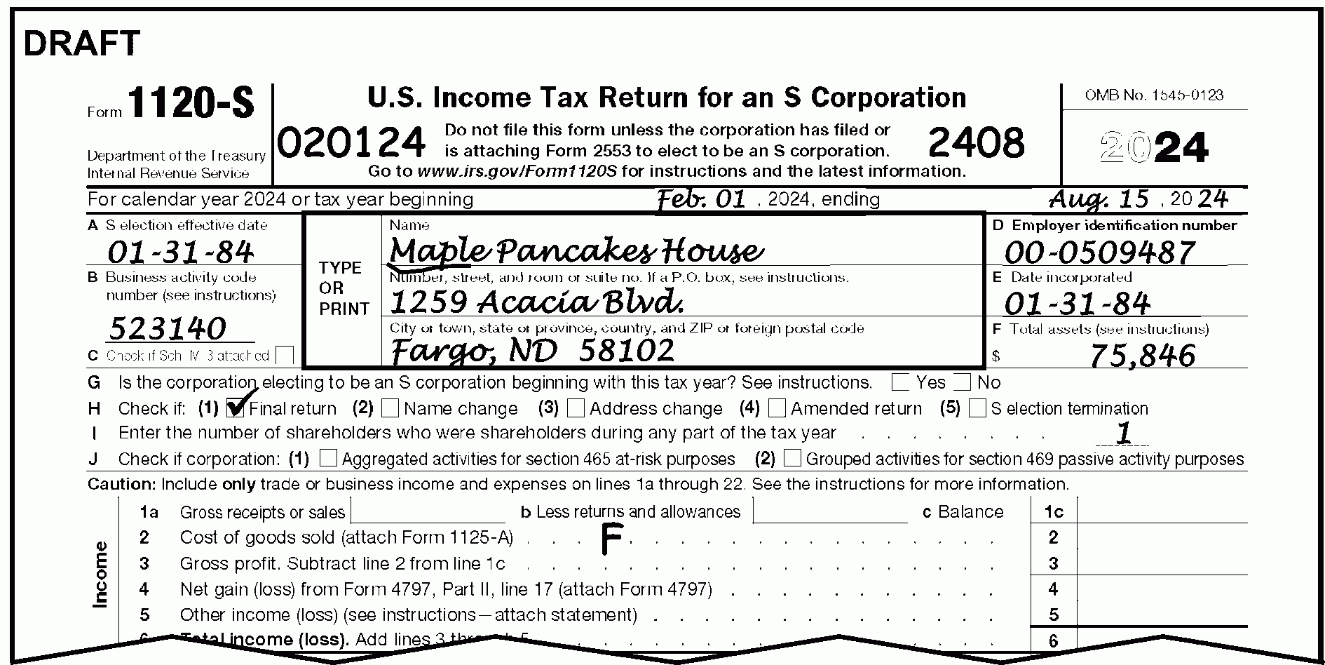 3 11 217 Form 1120 S Corporation Income Tax Returns Internal 