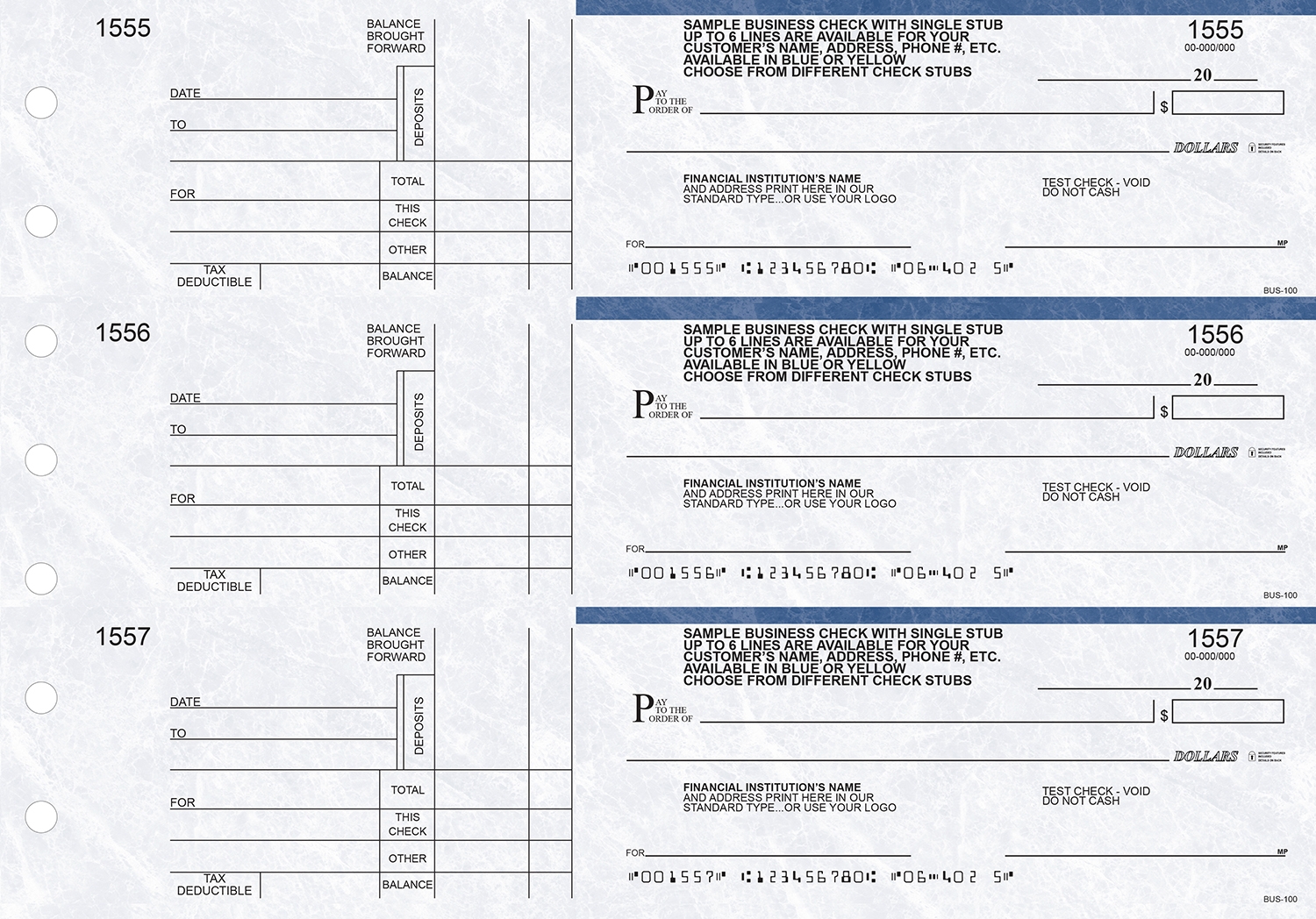 3 To A Page Manual Business Checks