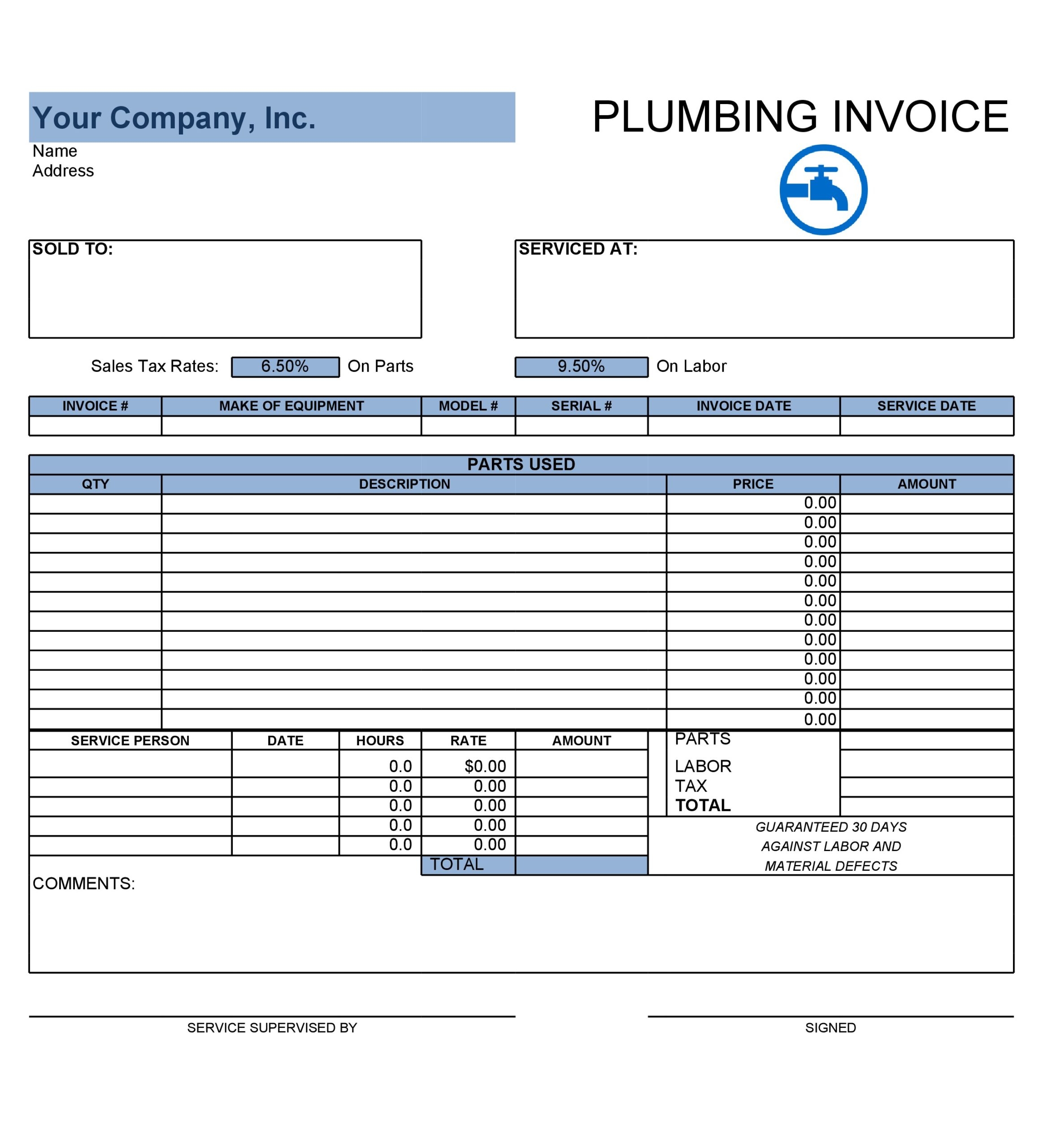 40 Real U0026 Fake Plumbing Invoice Templates Free 