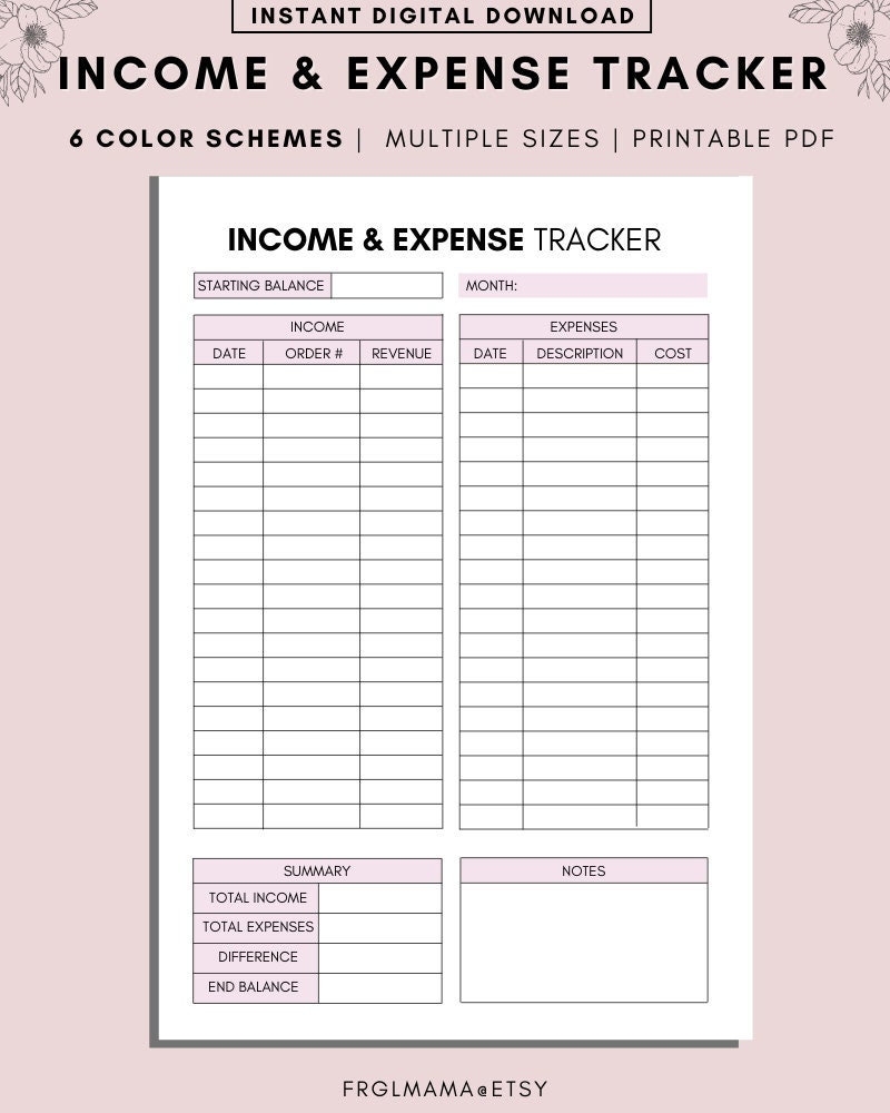 Business Expense Tracker Small Business Income U0026 Expense Tracker Small Business Organizer Budget Overview Business Budget A4 A5 LETTER Etsy
