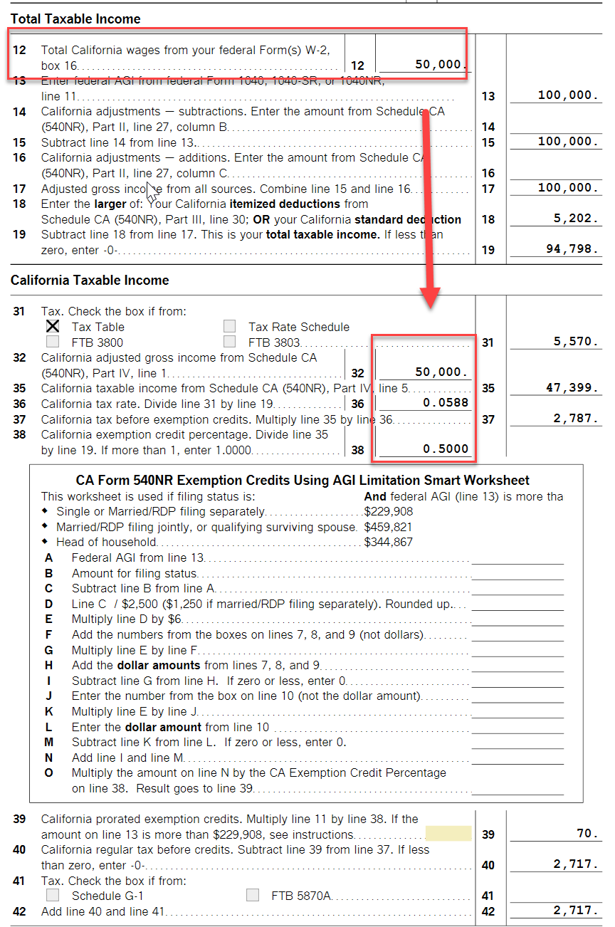 California Adjusted Gross Income As A CA Nonresident 540NR