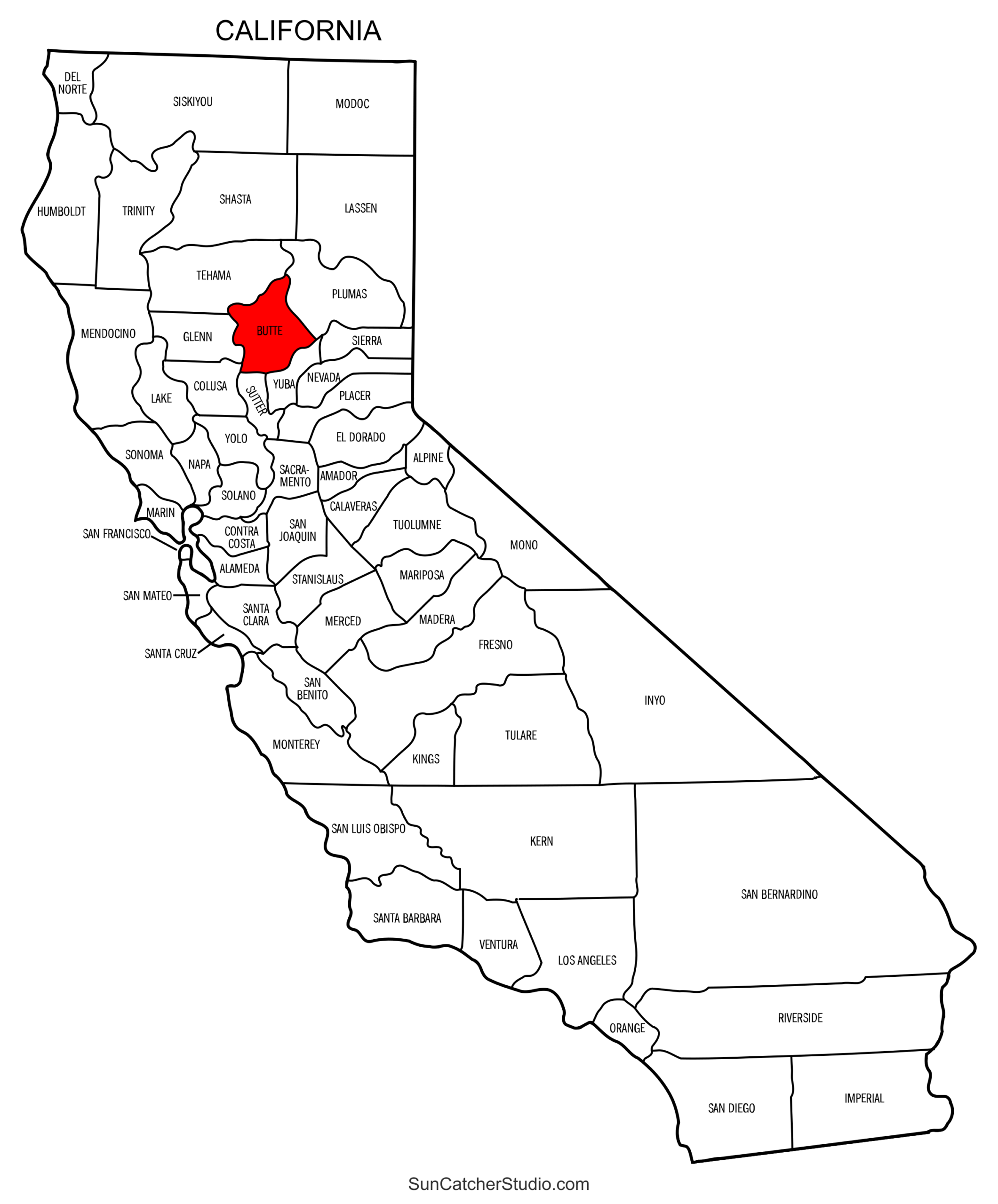 California County Map Printable State Map With County Lines Free Printables Lettering SVG Files Tools U0026 Apps