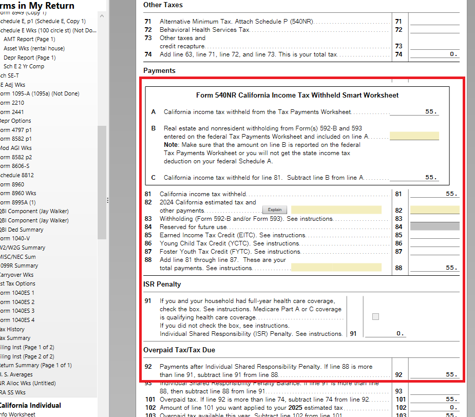 California State Tax 540 Doesn t Recognize State Tax Withholding 