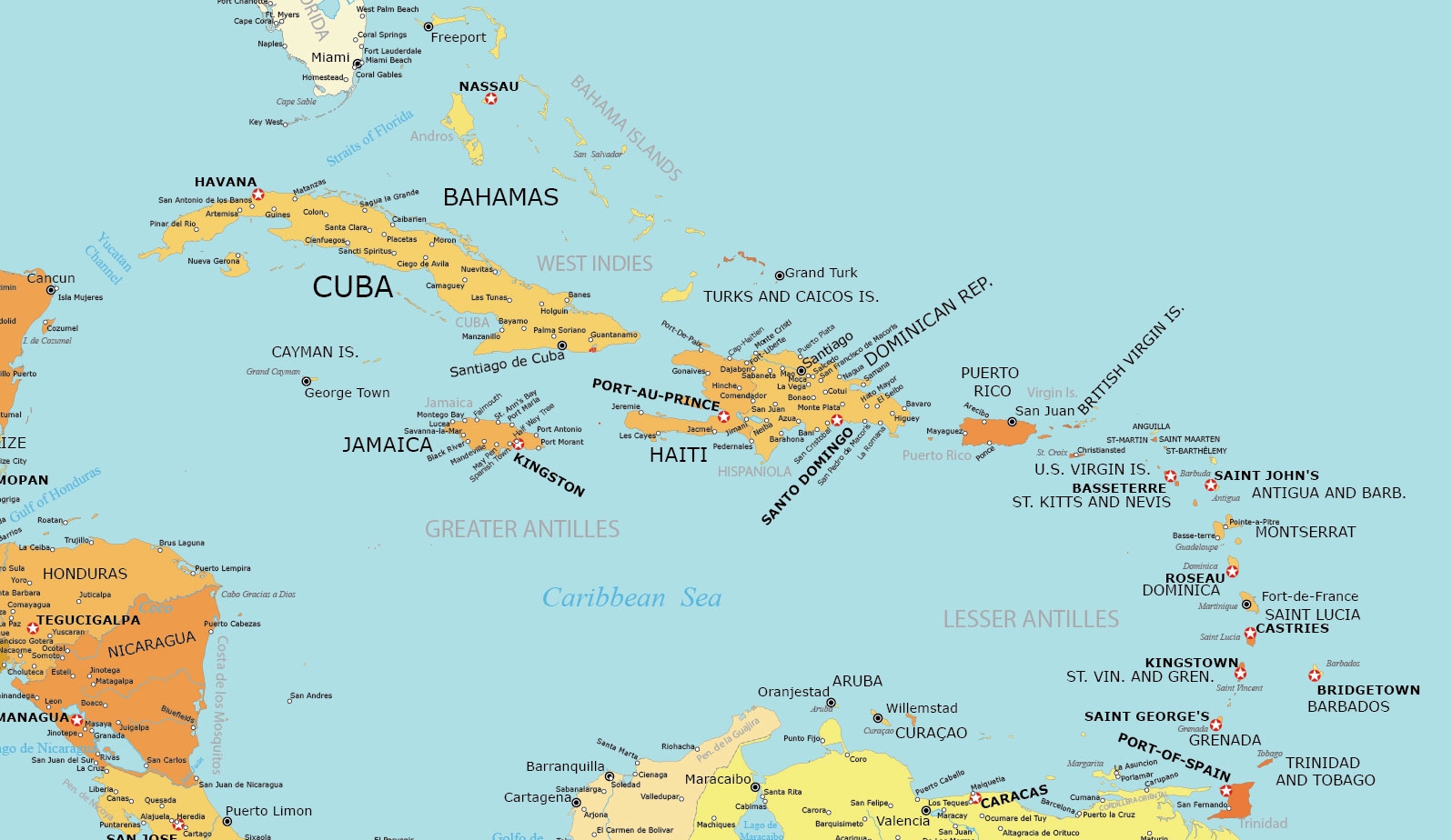 Caribbean Map Collection Printable GIS Geography