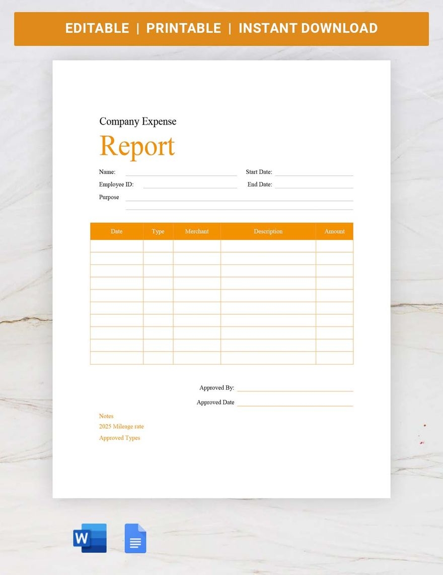 Company Expense Report Template In Pages Word Google Docs 