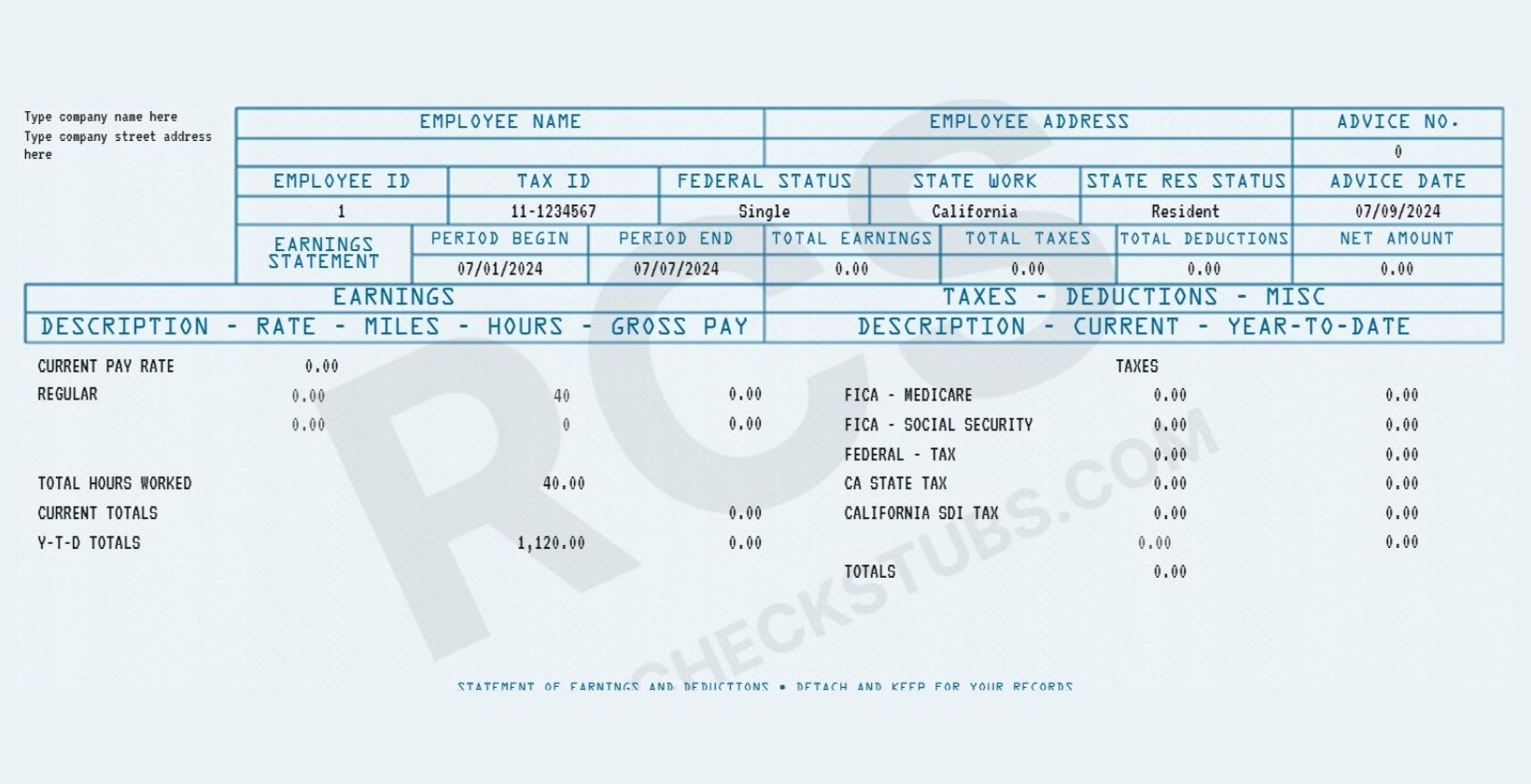 Editable Pay Stub Templates Customizable Check Stubs Download