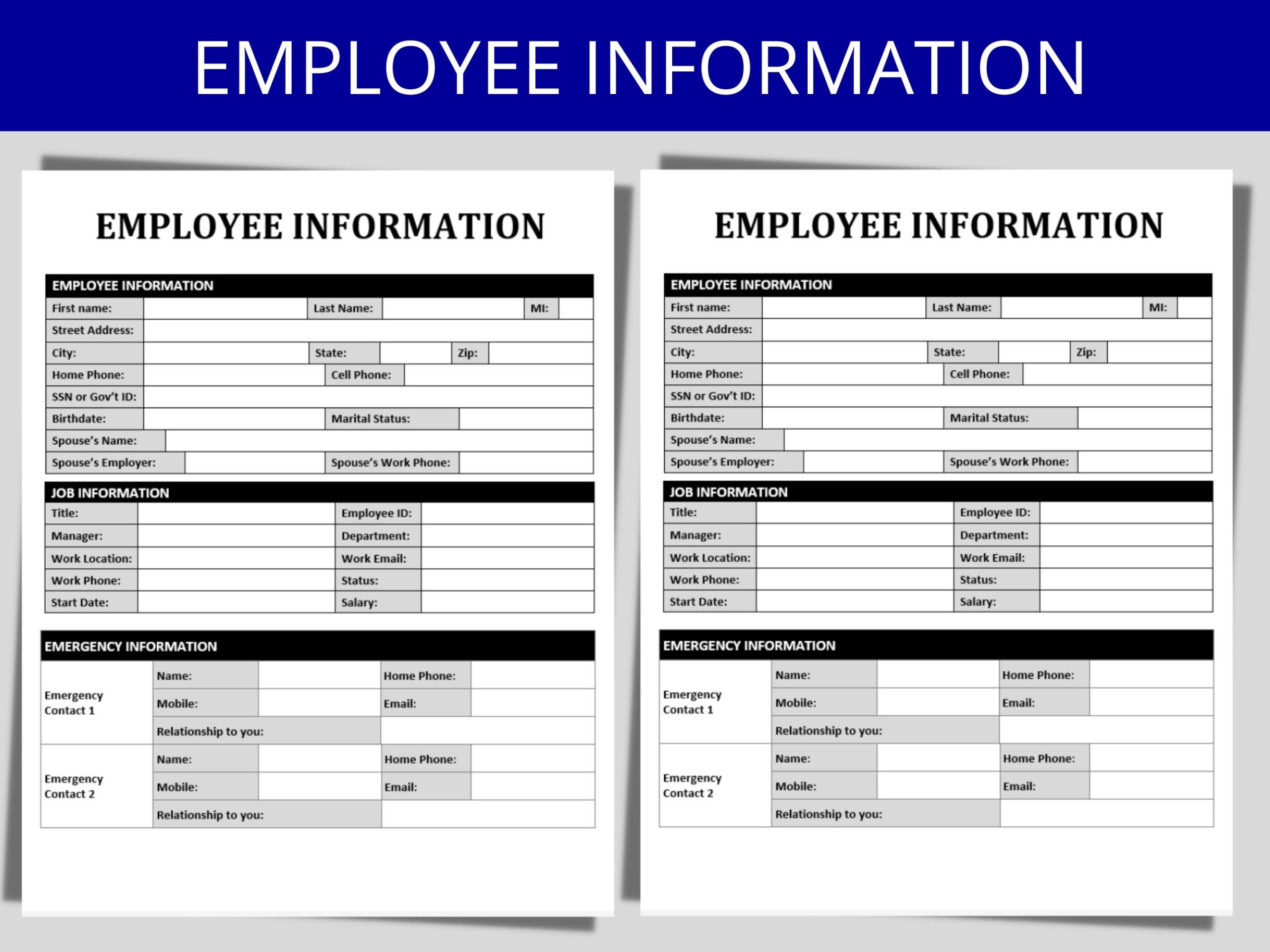 Employee Information Form New Hire Paperwork HR Templates Employee Packet Forms Employee Onboarding Hiring Template Etsy