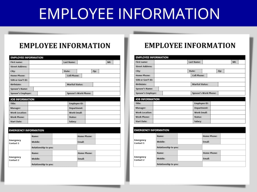 Employee Information Form New Hire Paperwork HR Templates Employee Packet Forms Employee Onboarding Hiring Template Etsy