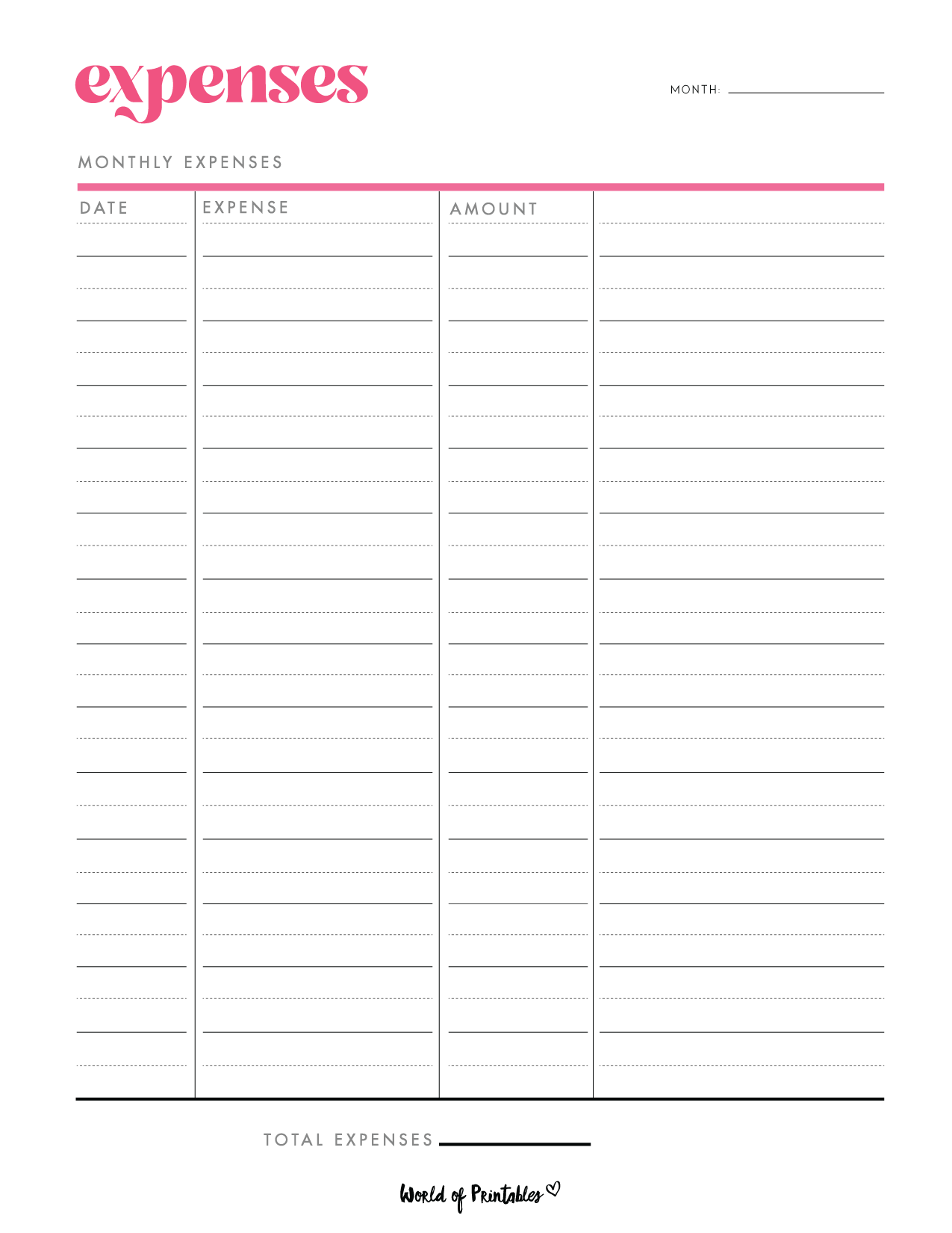 Expense Tracker Templates World Of Printables