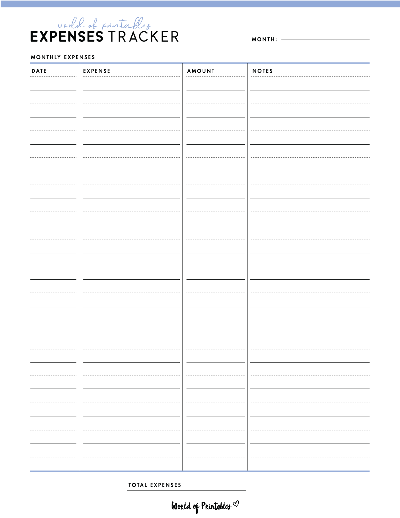 Expense Tracker Templates World Of Printables