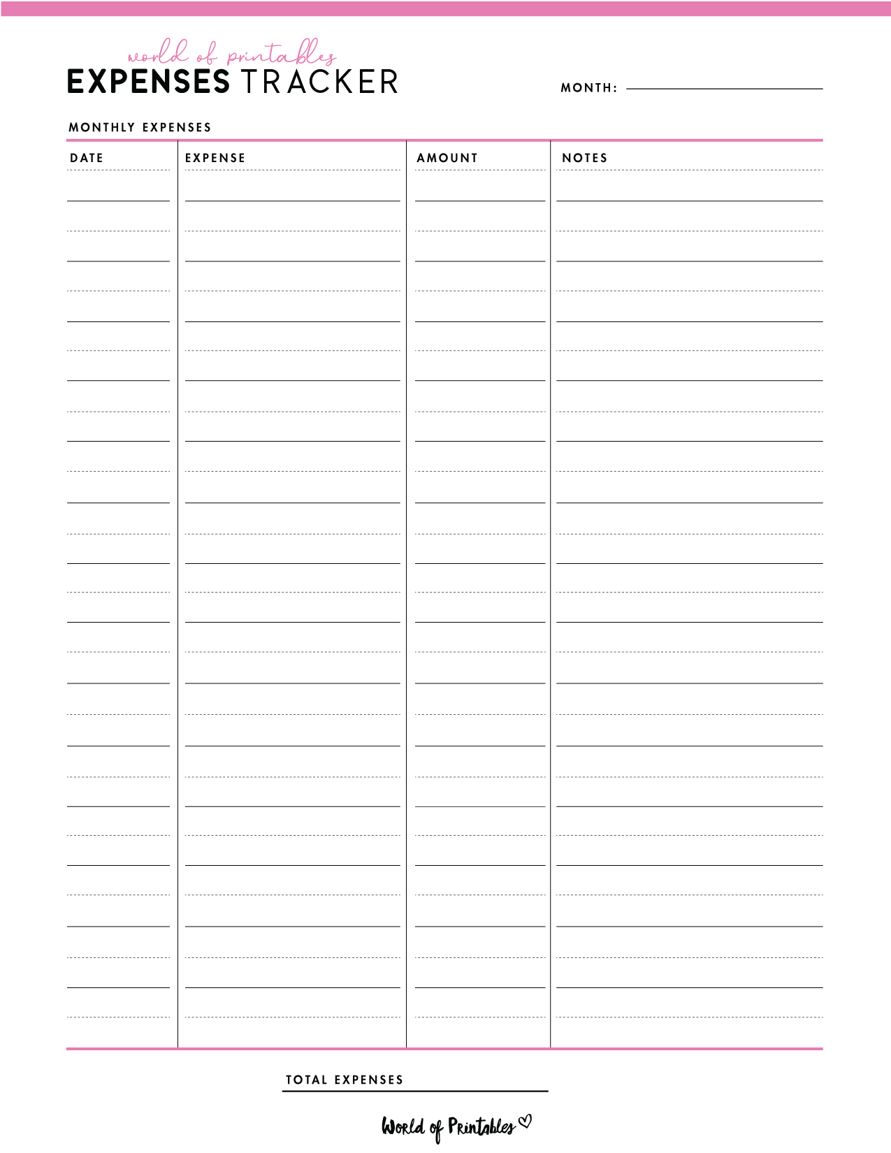Expense Tracker Templates World Of Printables
