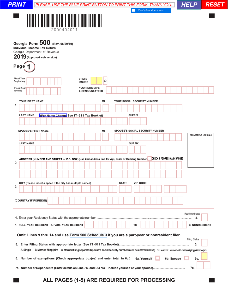 Form 500 2019 Fill Out Sign Online And Download Fillable PDF