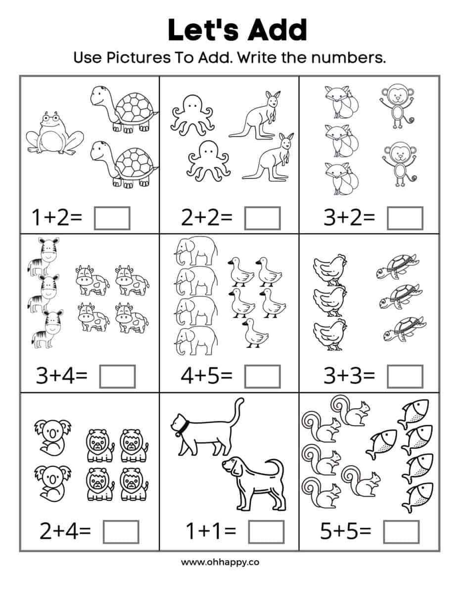 Free Kindergarten Math Worksheets Oh Happy Joy 