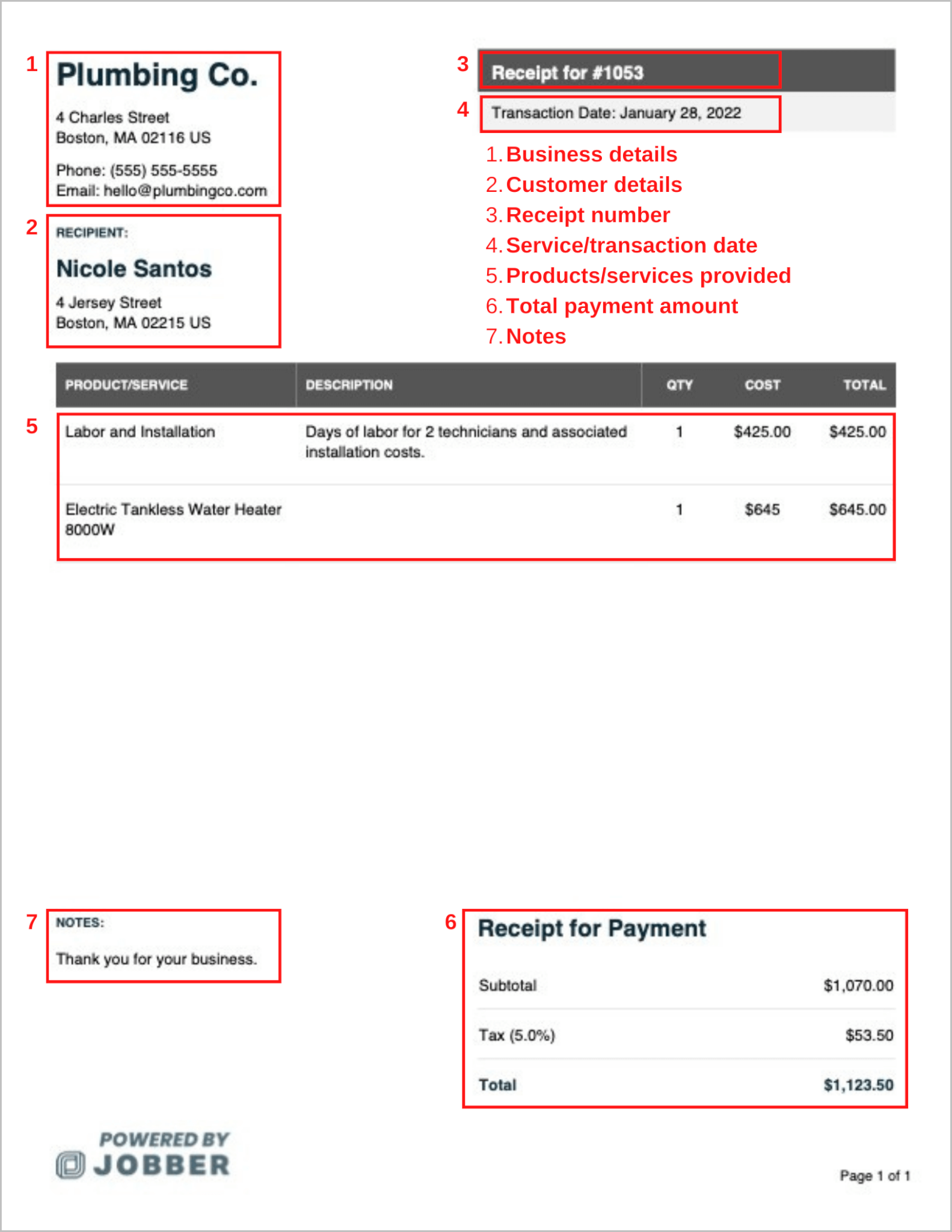 Free Plumbing Receipt Template Edit U0026 Download Jobber