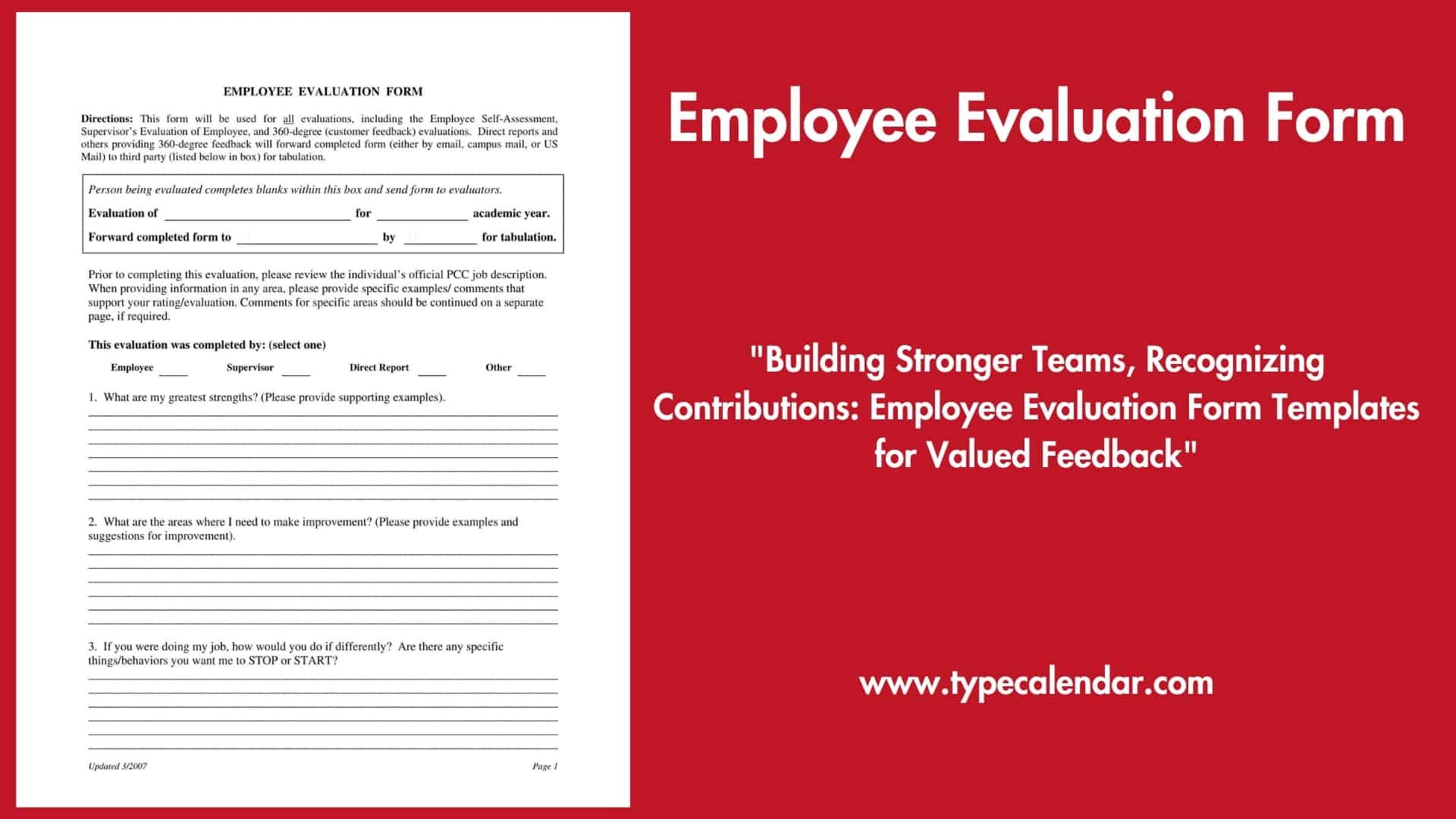 Free Printable Employee Evaluation Form Templates PDF Excel Word 