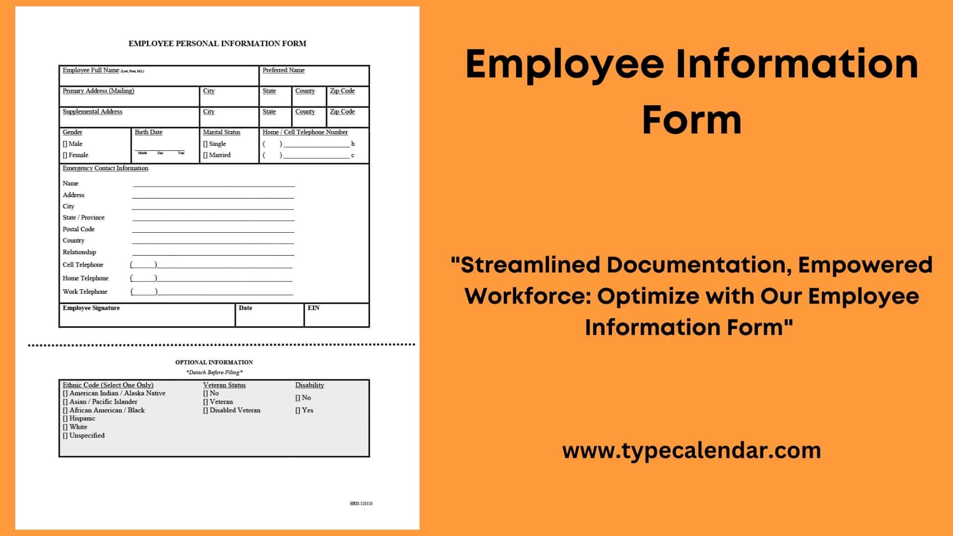 Free Printable Employee Information Form Templates PDF Word Excel New Hire