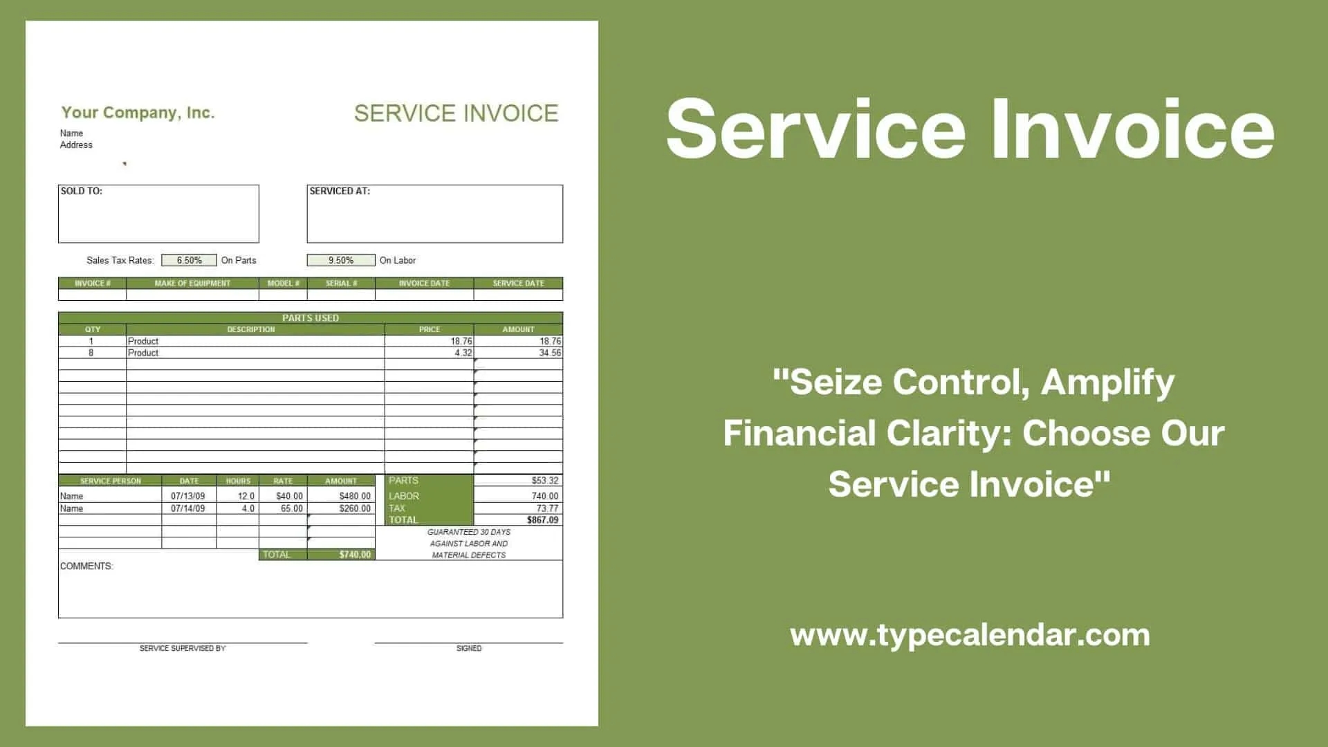 Free Printable Service Invoice Templates Word Excel PDF 