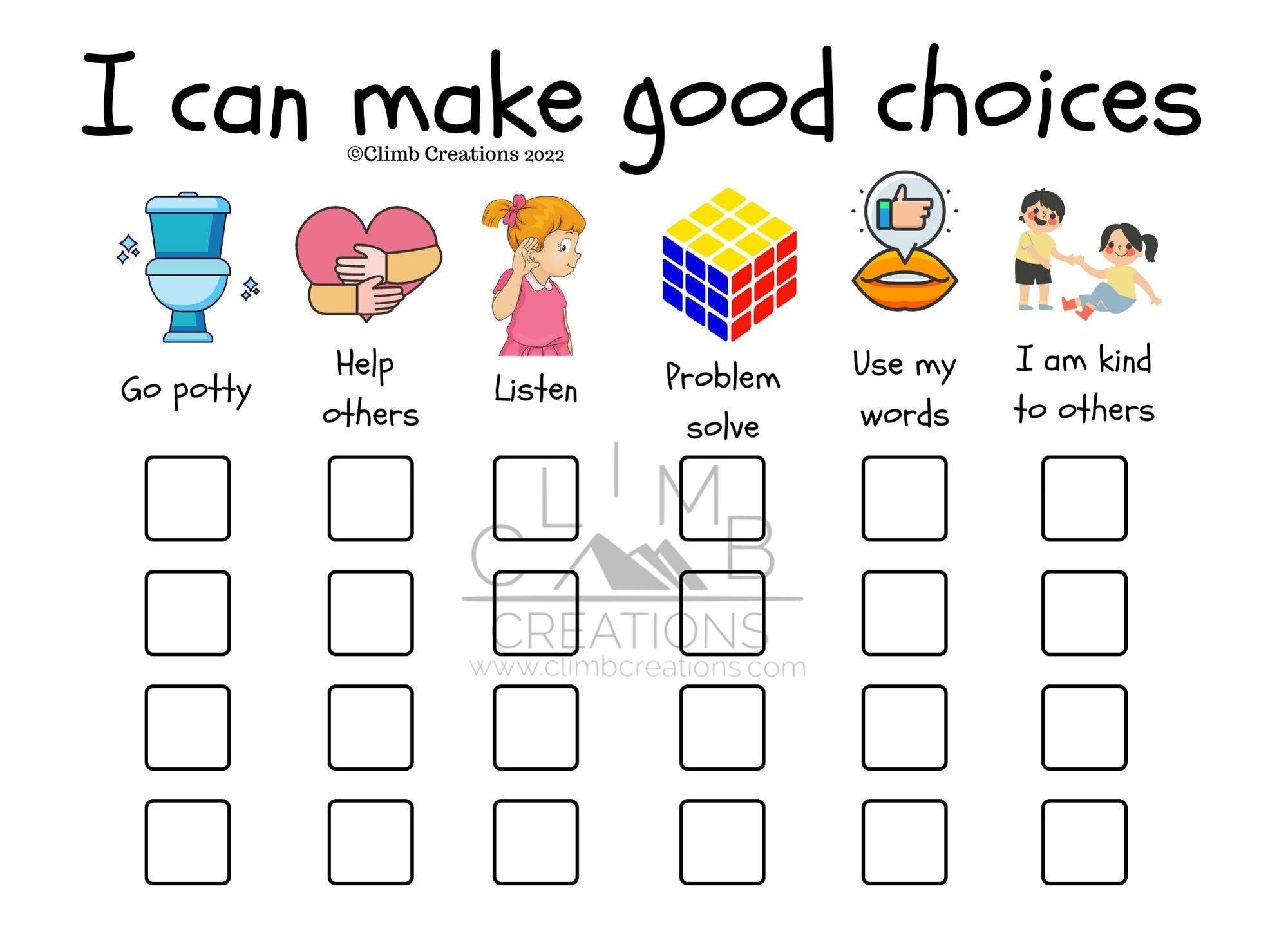 Good Choices Chart Digital Download Helpful Instant Chores Printable Positive Choices U0026 Behavior ADD ADHD Independence Toddler Etsy Australia