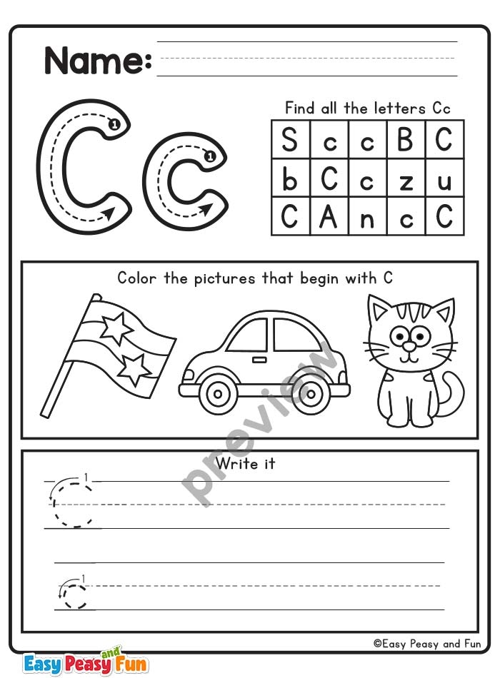 Letter C Worksheets For Preschool And Kindergarten Easy Peasy And Fun