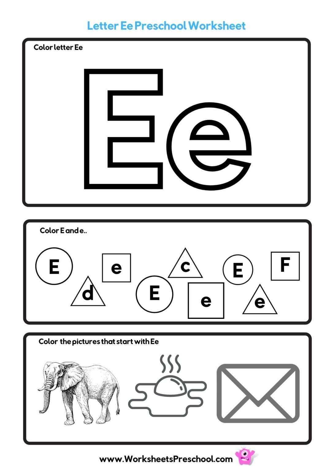 Letter E Worksheets For Preschool 5 Free Printable PDFs