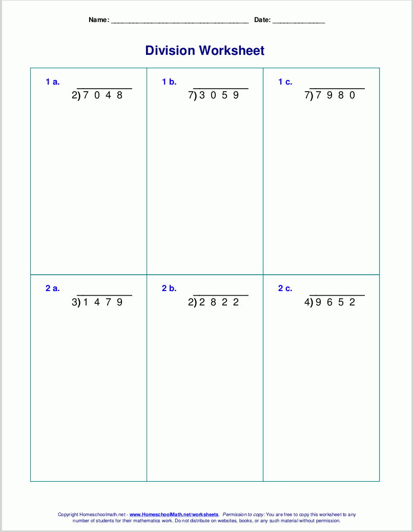 Long Division Worksheets For Grades 4 6