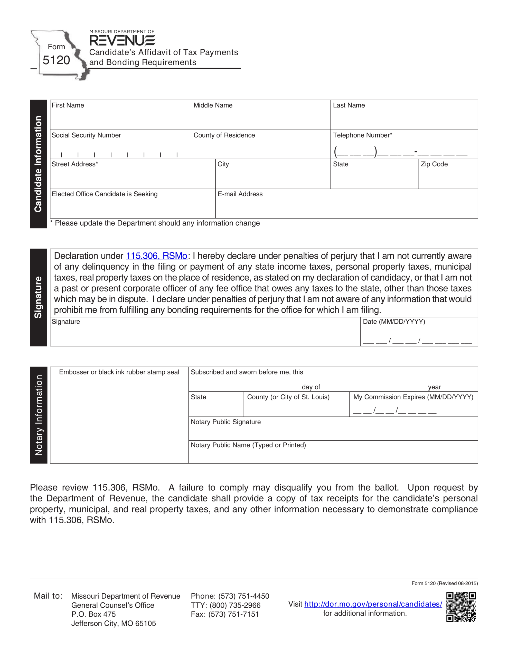 Missouri Form 5120 Fill Official Forms Online PDF Guru