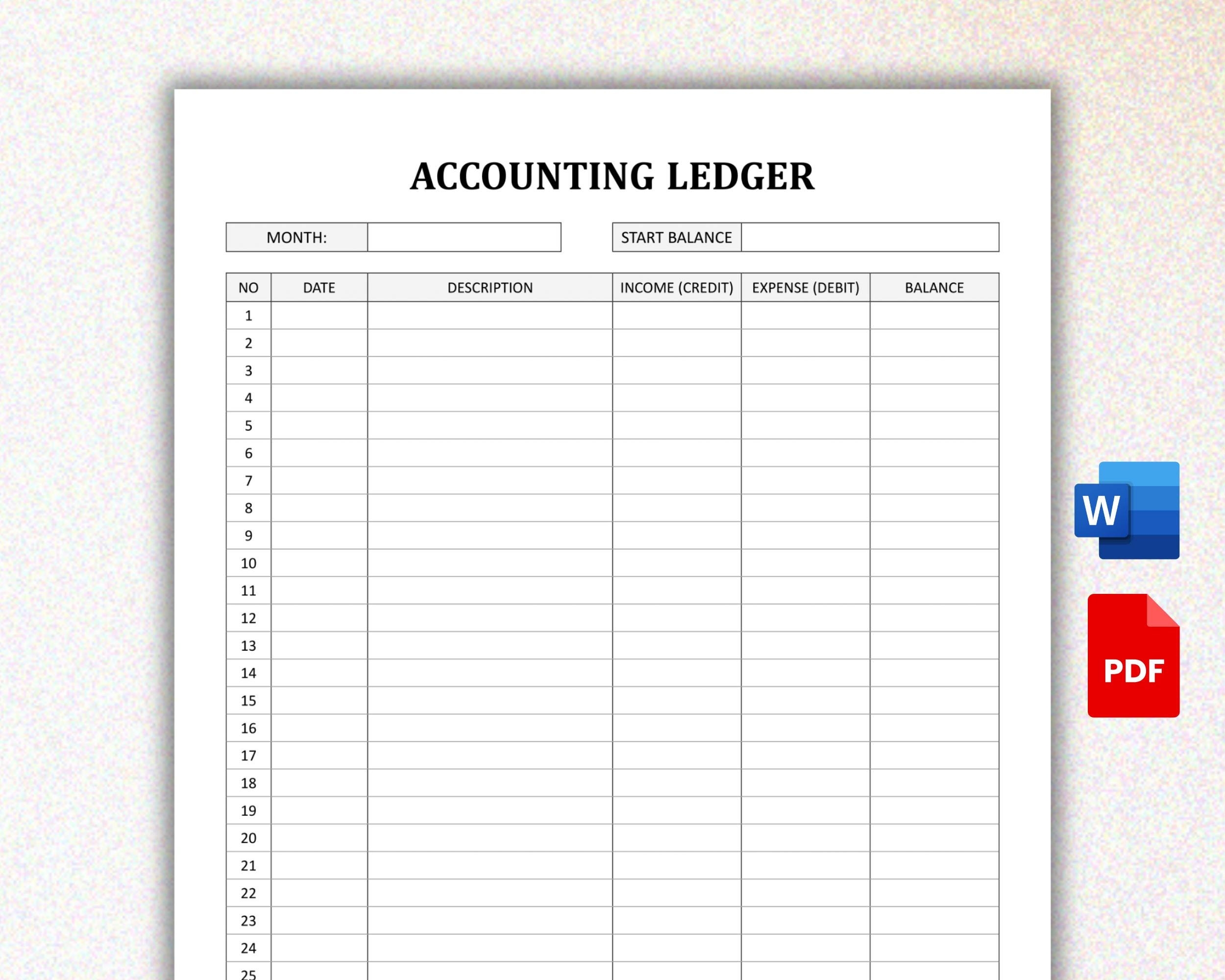 Printable Accounting Ledger General Ledger Sheet Money Tracker Expense Tracker Small Business Bookkeeping Ledger Microsoft Word PDF Etsy