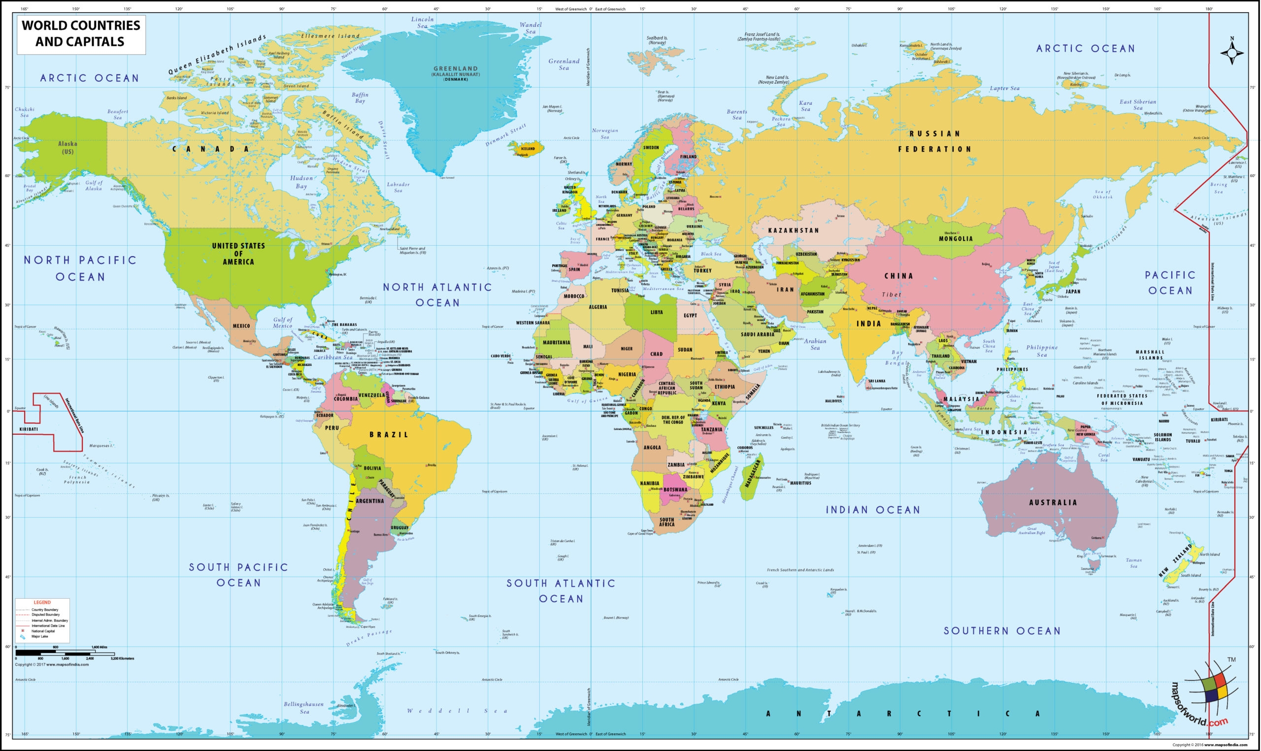 Printable Blank World Map With Countries U0026 Capitals PDF 