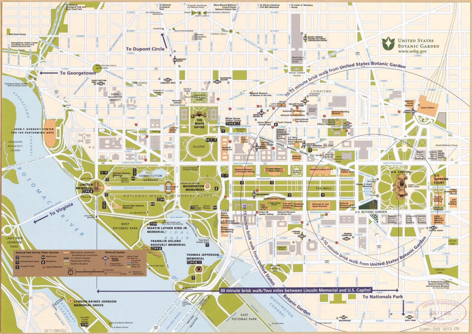 Street Map Of Central Washington D C Showing Parklands And All 