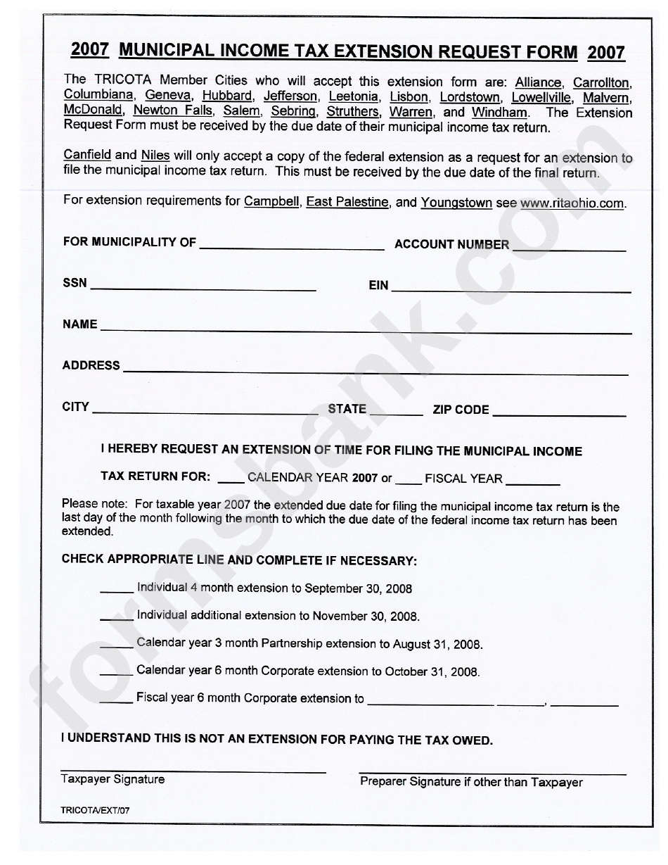 Tax Extension Printable Form Printable Party Favors