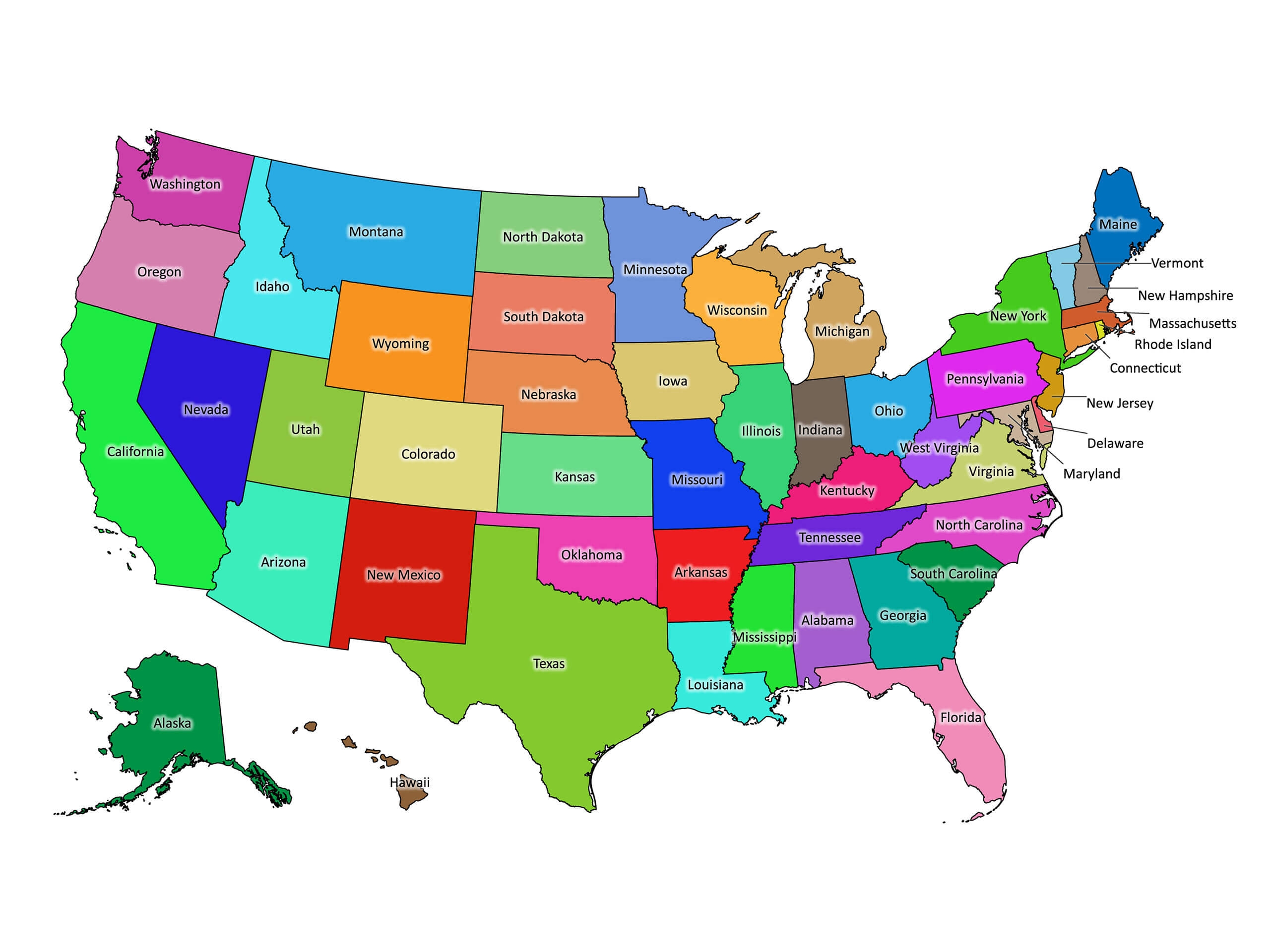 United States Labeled Map Labeled Maps