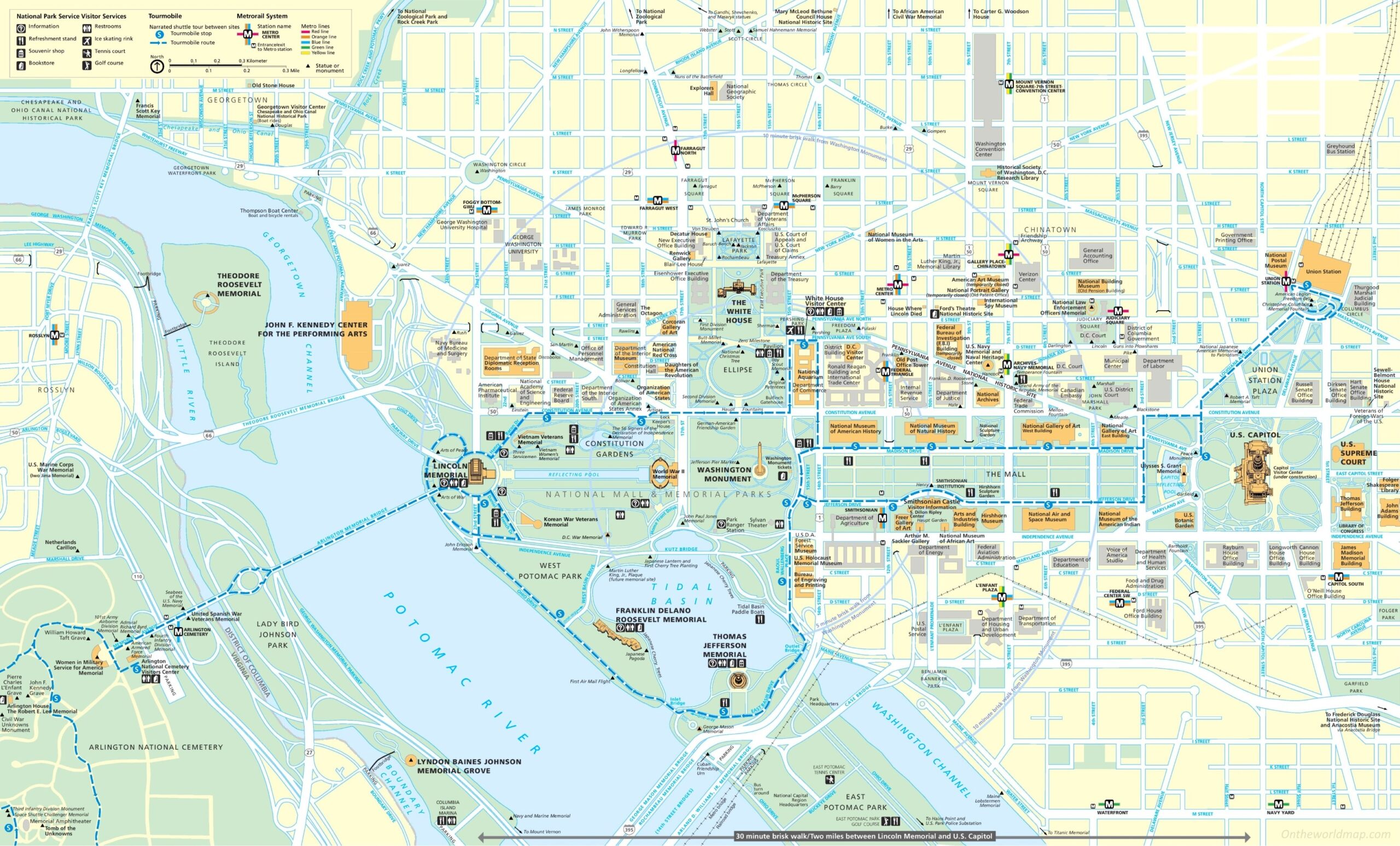 Washington D C Tourist Map Ontheworldmap