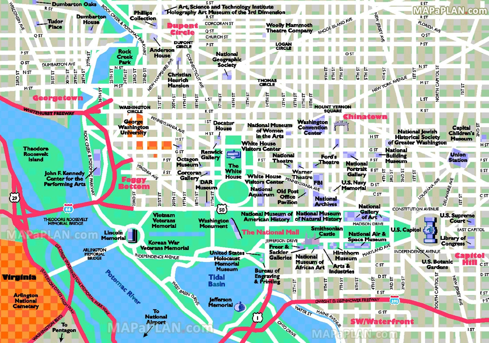 Washington Dc Attractions Map Washington Dc Tourist Attractions 